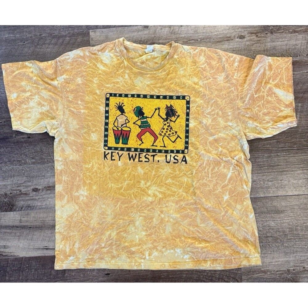 Tie Dye KEY WEST, USA T-Shirt Rasta Music Vintage 1990s 90s Souvenir SHIRT XXL